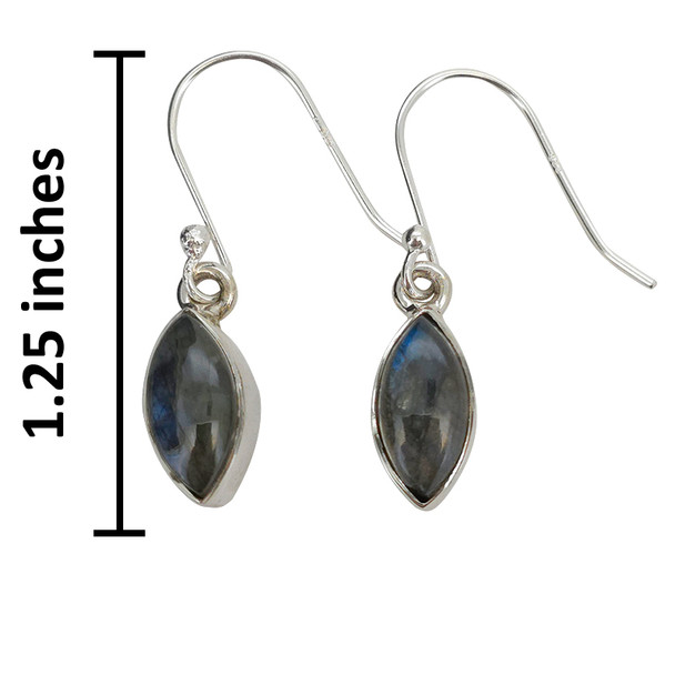 Labradorite Marquise Sterling Silver Hook Earrings