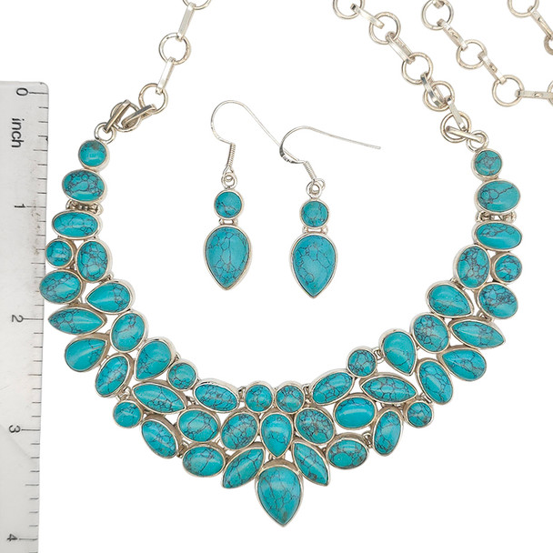Howlite Multi-Shape Sterling Silver Necklace and Earrings Set