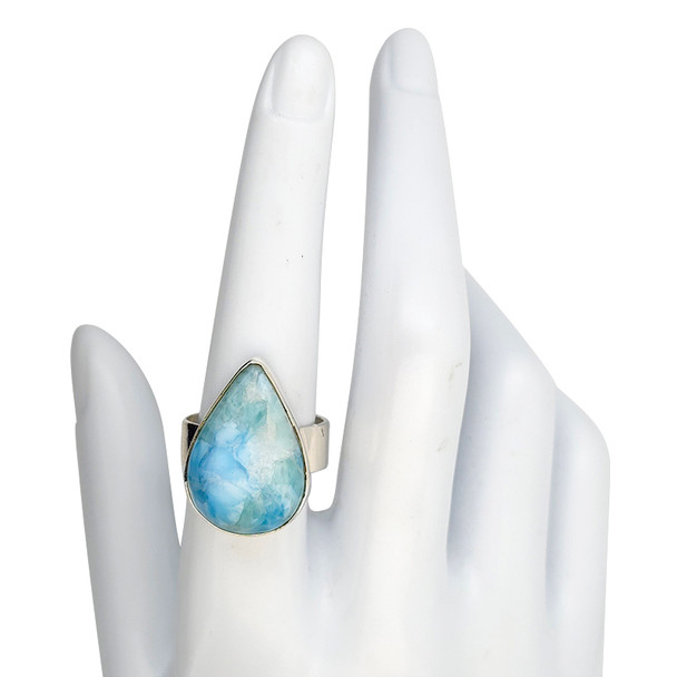 Larimar Teardrop Sterling Silver Ring