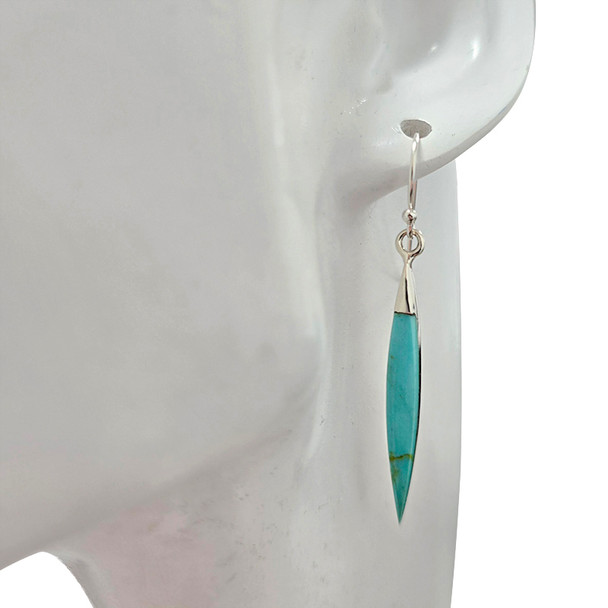 Howlite Marquise Sterling Silver Hook Earrings