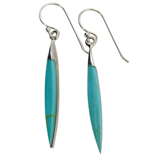 Howlite Marquise Sterling Silver Hook Earrings