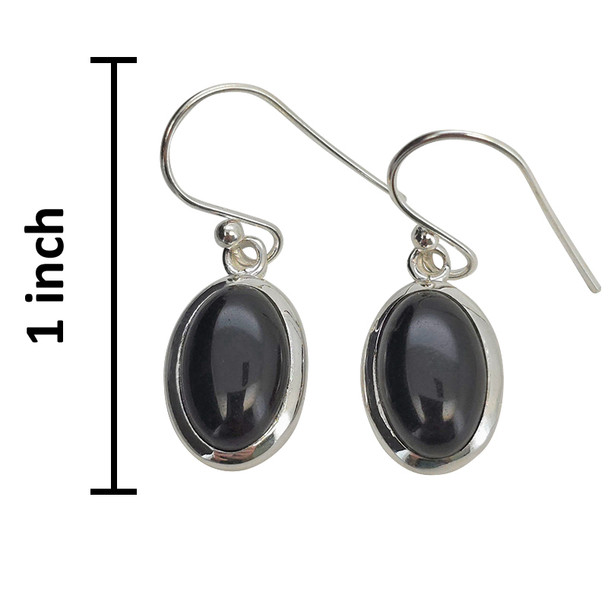 Black Onyx Sterling Silver Hook Earrings