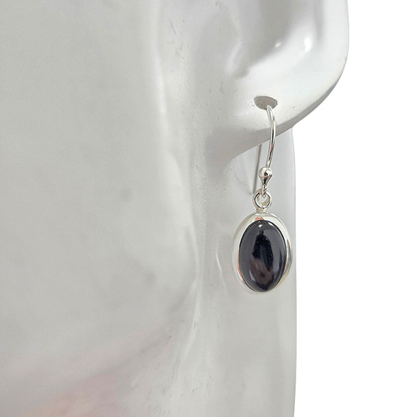 Black Onyx Sterling Silver Hook Earrings