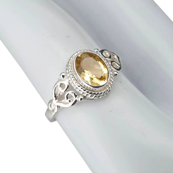 Faceted Citrine Sterling Silver Ring