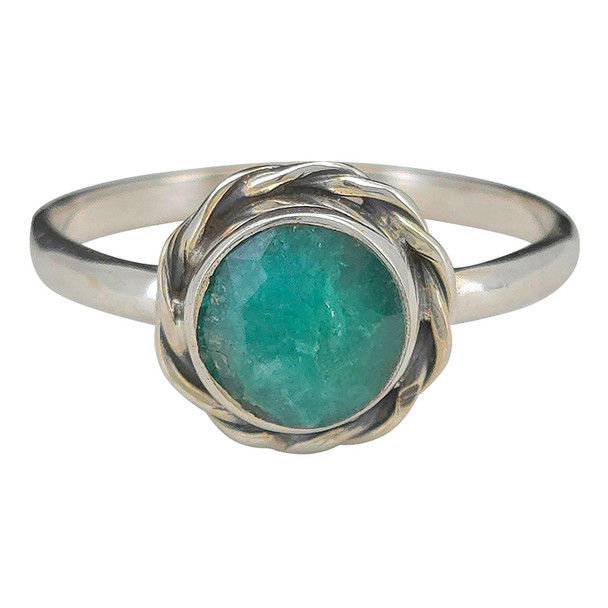 Faceted Composite Emerald Sterling Silver Ring