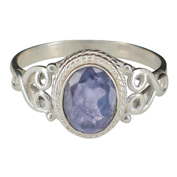 Faceted Iolite Sterling Silver Ring