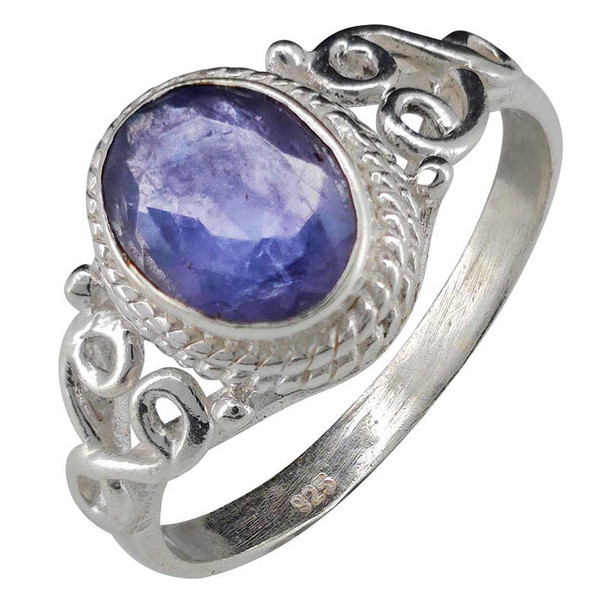 Faceted Iolite Sterling Silver Ring