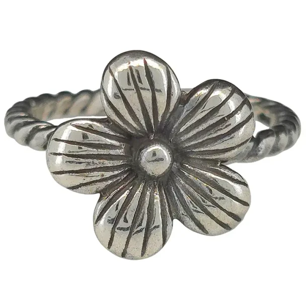 Oxidized Sterling Silver Flower Ring