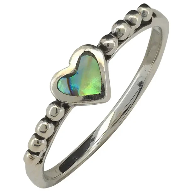 Abalone Sterling Silver Heart Ring