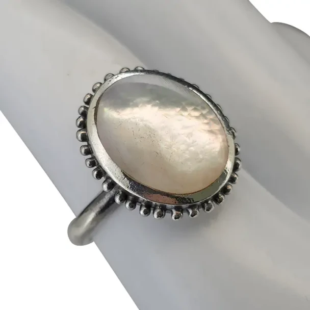 Mother-of-Pearl Oxidized Sterling Silver Ring