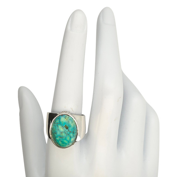 Chrysocolla Scrollwork Sterling Silver Ring