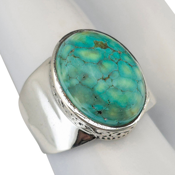 Chrysocolla Scrollwork Sterling Silver Ring