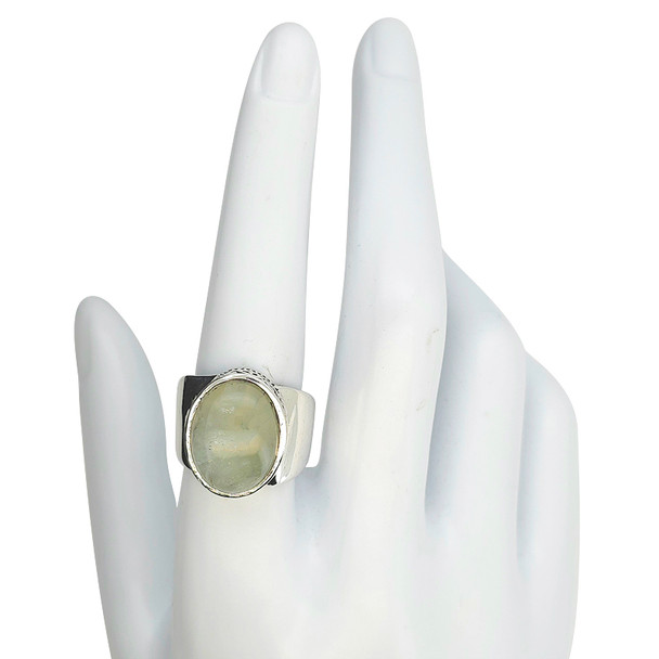 Prasiolite Scrollwork Sterling Silver Ring