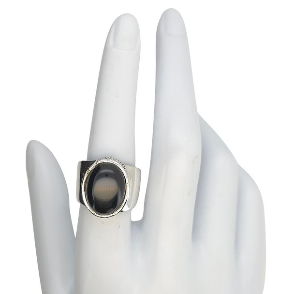 Black Onyx Scrollwork Sterling Silver Ring