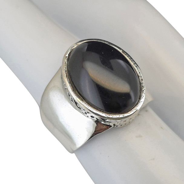 Black Onyx Scrollwork Sterling Silver Ring