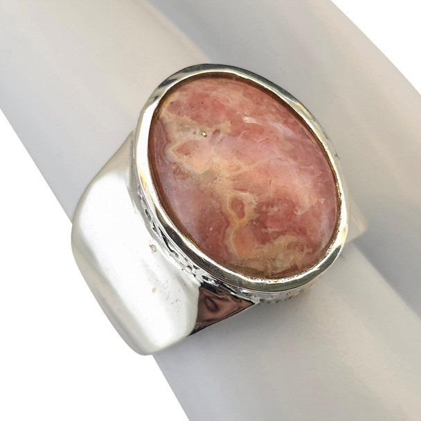 Rhodochrosite Scrollwork Sterling Silver Ring
