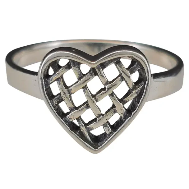 Lattice Heart Sterling Silver Ring