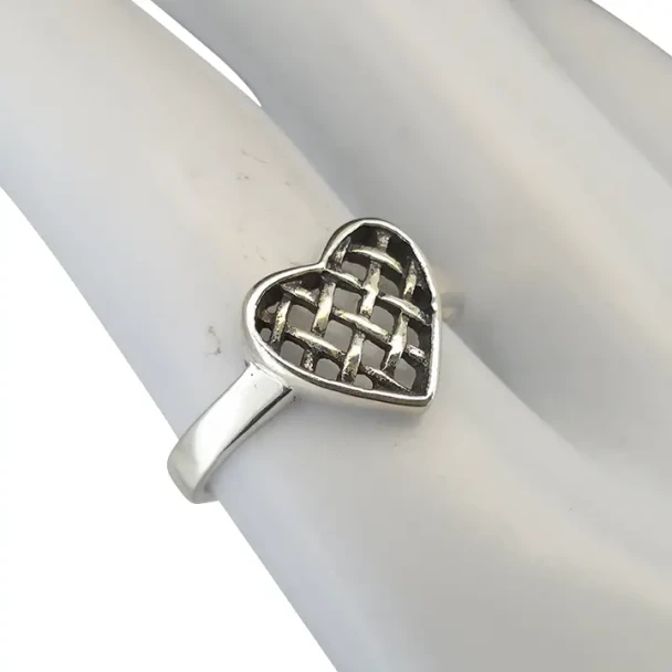Lattice Heart Sterling Silver Ring