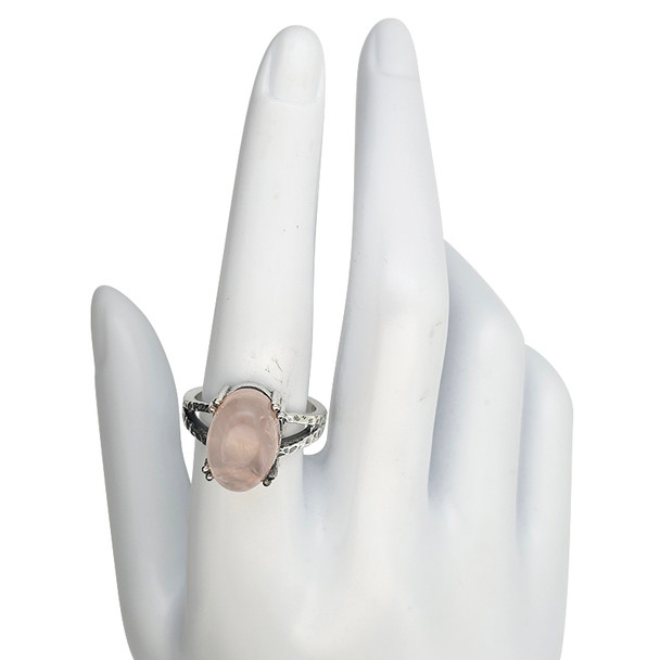 Rose Quartz Split Band Sterling Silver Ring