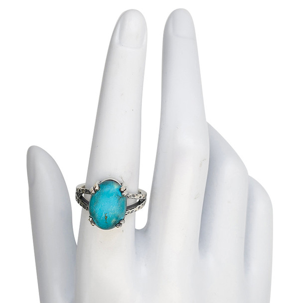 Turquoise Split Band Sterling Silver Ring
