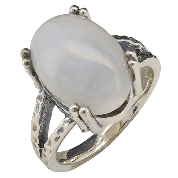 Rainbow Moonstone Split Band Sterling Silver Ring