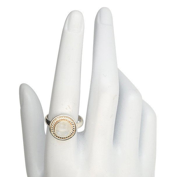 Moonstone Twisted Rope Sterling Silver Ring