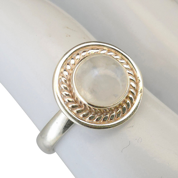 Moonstone Twisted Rope Sterling Silver Ring
