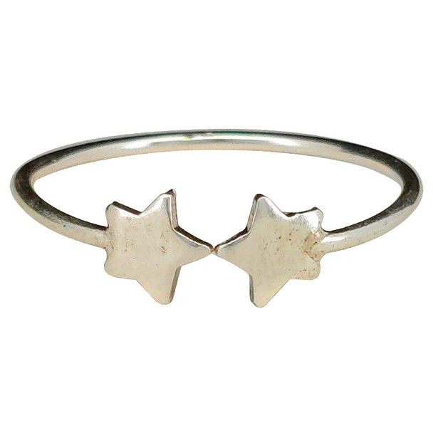 Adjustable Double Star Sterling Silver Ring
