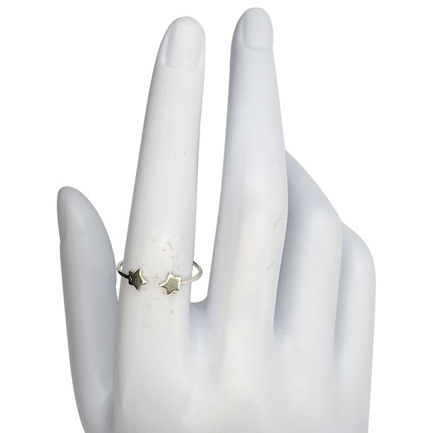 Adjustable Double Star Sterling Silver Ring