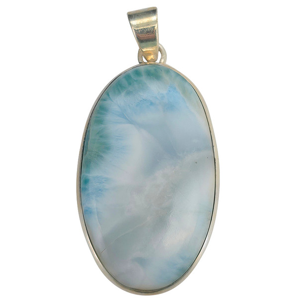 Handmade Larimar Oval Sterling Silver Pendant