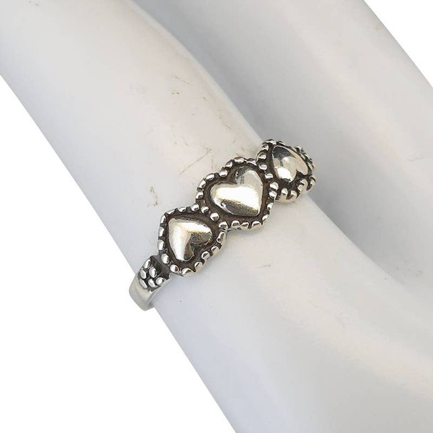 Sterling Silver Three Heart Ring