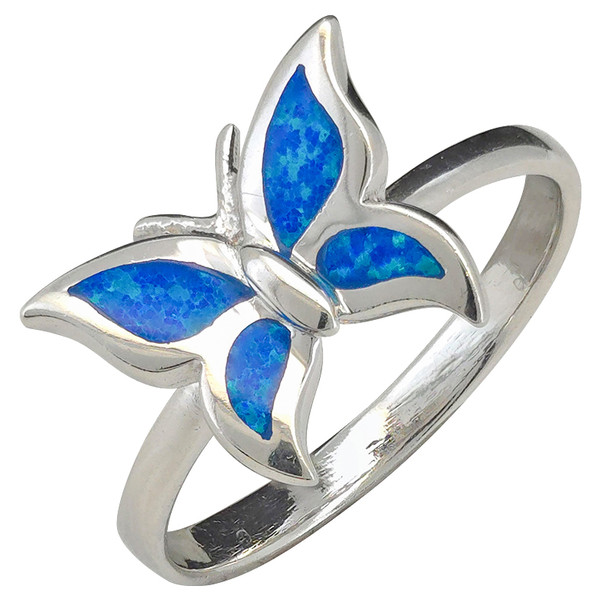 Opalite Butterfly Inlay Sterling Silver Ring