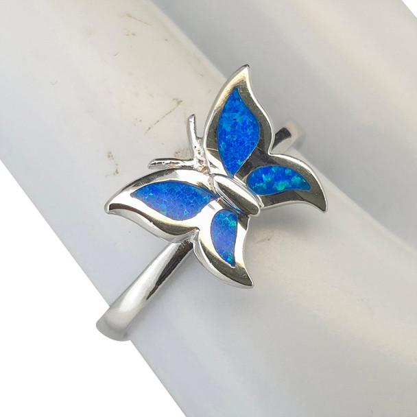 Opalite Butterfly Inlay Sterling Silver Ring