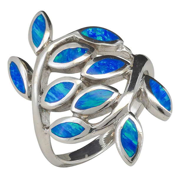 Opalite Marquise Leaf Sterling Silver Ring