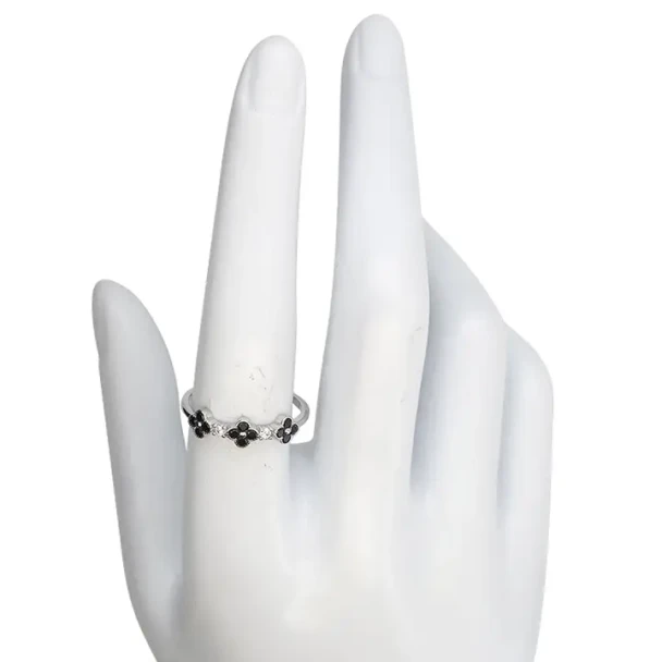 Clover Black Onyx Sterling Silver Ring