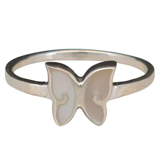 Mother-of-Pearl Butterfly Sterling Silver Ring