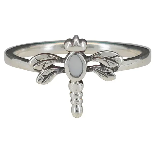 Mother of Pearl Sterling Silver Dragonfly Ring