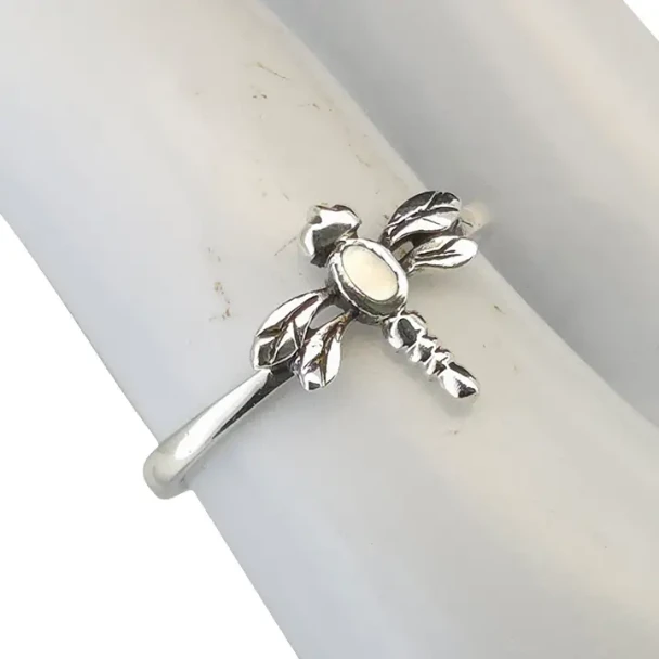 Mother of Pearl Sterling Silver Dragonfly Ring