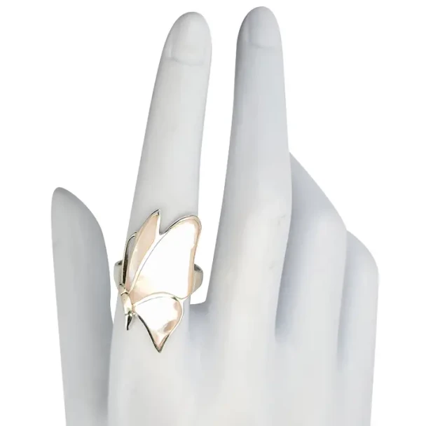 Mother of Pearl Sterling Silver Butterfly Ring