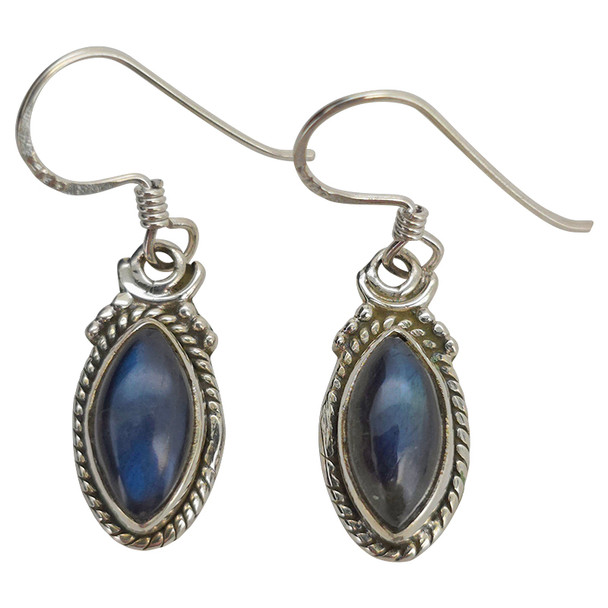 Labradorite Twisted Rope Sterling Silver Hook Earrings