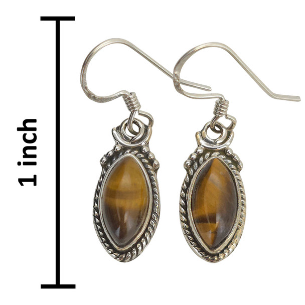 Tiger Eye Twisted Rope Sterling Silver Hook Earrings