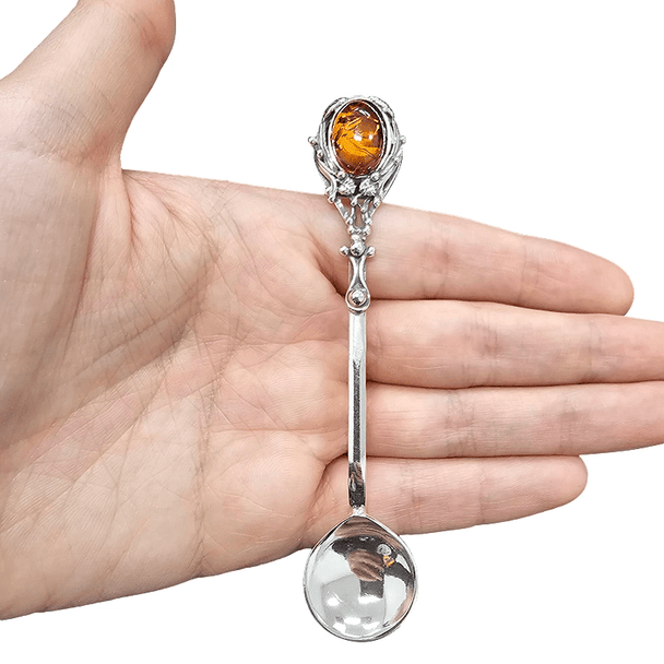 Cognac Amber Sterling Silver Spoon