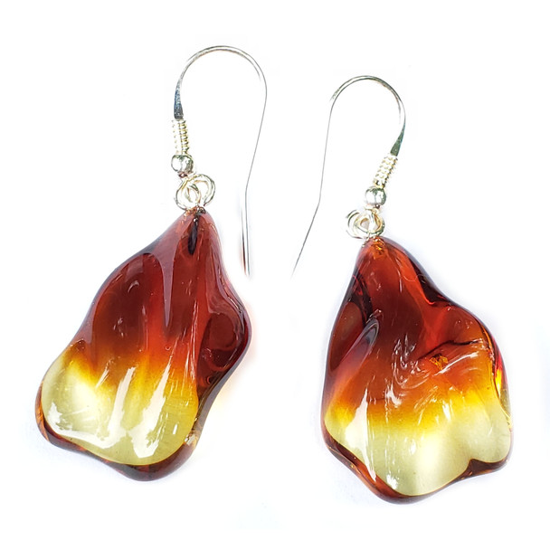 Baltic Amber Freeform Wave Ombre Fired Earrings