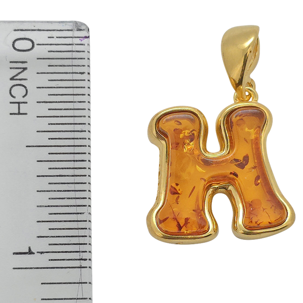 Letter H Pendant Amber Gold Plated Silver Alphabet Collection