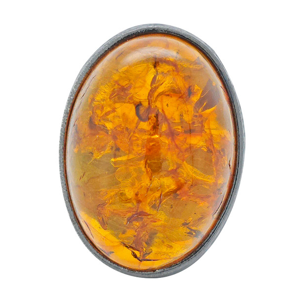 Cognac Amber Oxidized Sterling Silver Handmade Adjustable Ring