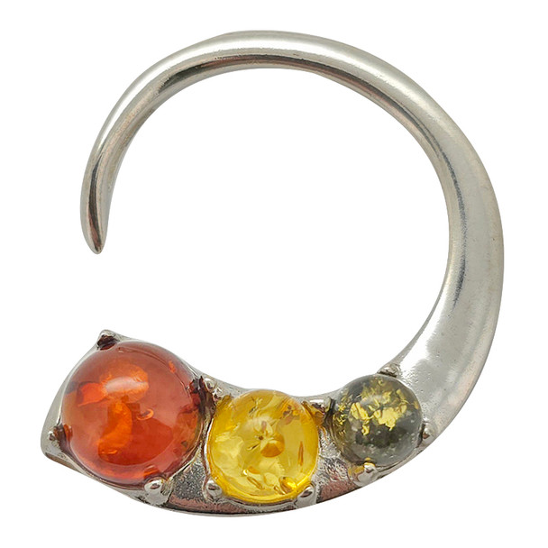 Multi Color Silver Crescent Pendant