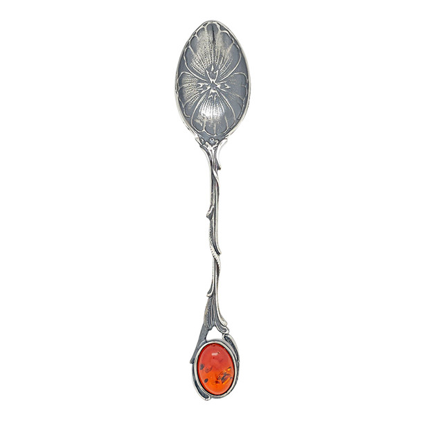 Cognac Amber Sterling Silver Spoon Gift