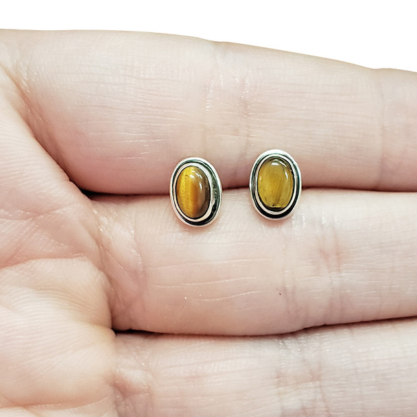 Tiger Eye Sterling Silver Stud Earrings