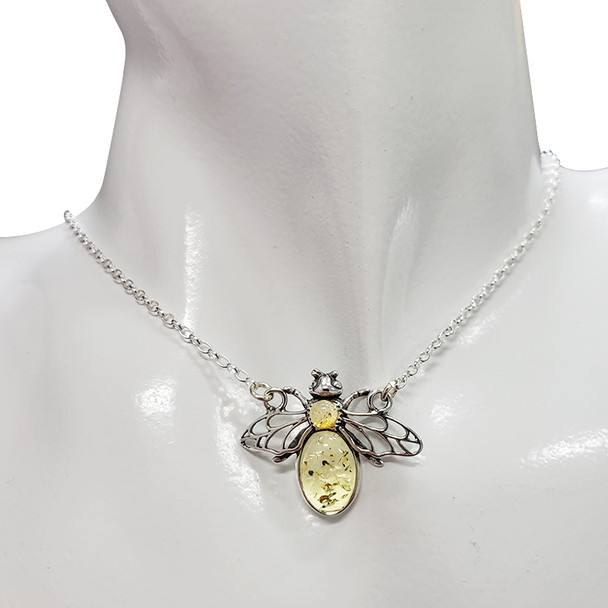 Bee Citrine Amber Sterling Silver Necklace