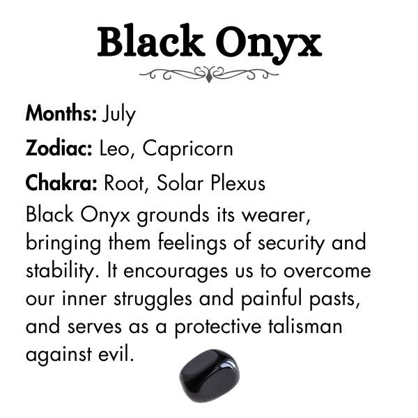 Black Onyx Stone Properties Card